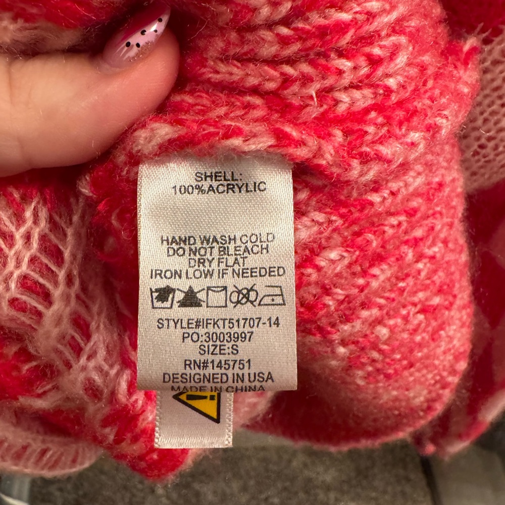 Fantastic Fawn Red and Pink XOXO Heart Knit Sweater - Picture 3 of 4